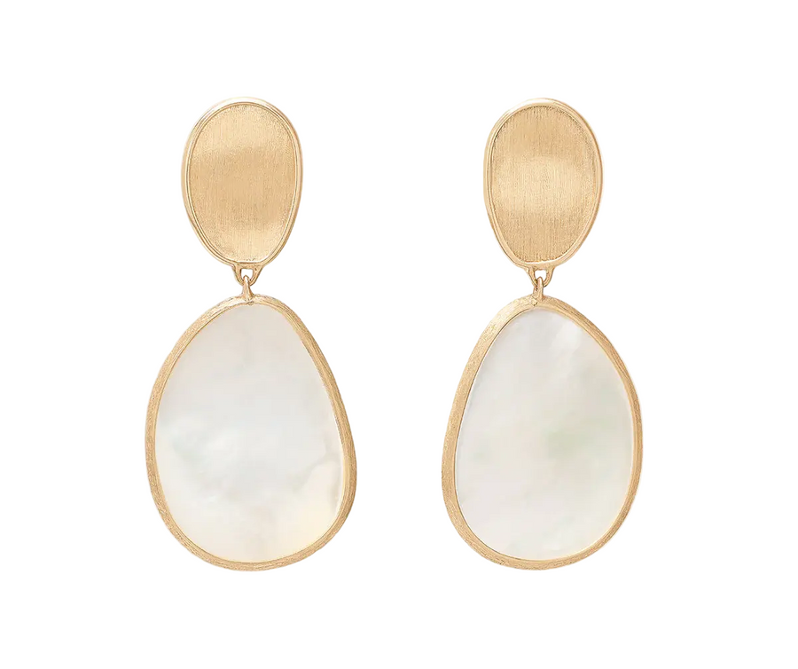 Lunaria Mother of Pearl Drop Earrings in 18K Yellow Gold