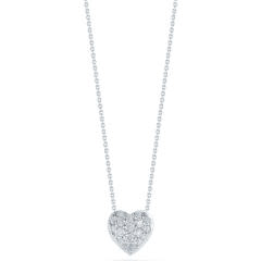 Tiny Treasures Diamond Puffed Heart Necklace in 18K White Gold, 18 in