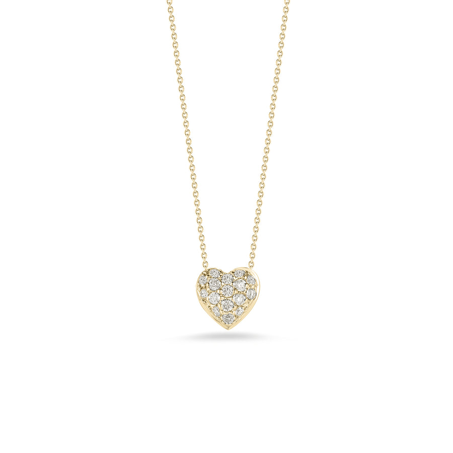 Tiny Treasures Diamond Puffed Heart Necklace in 18K Yellow Gold, 18in