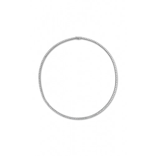 Uniform 9.81-10.27ct Diamond 4-Prong Line Necklace in 18K White Gold, 16.5"