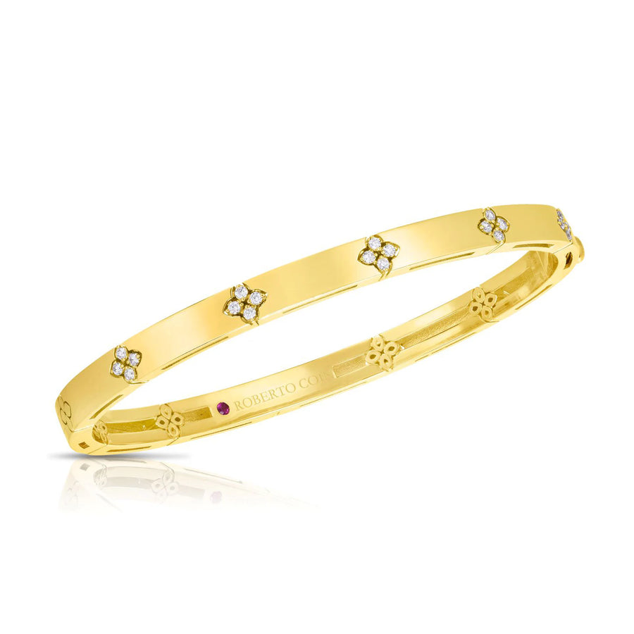 Love in Verona Diamond Bangle Bracelet in 18K Yellow Gold, 48x58mm