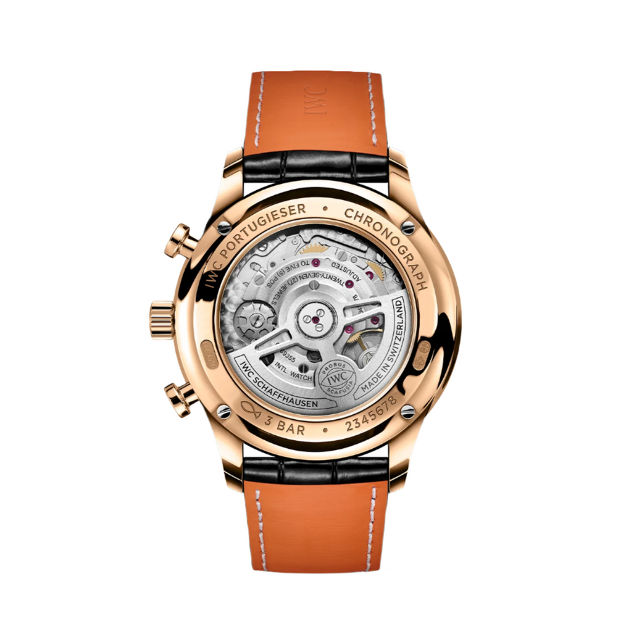 41mm Portugieser Chronograph with Black Dial in 18K 5N Gold, Strap