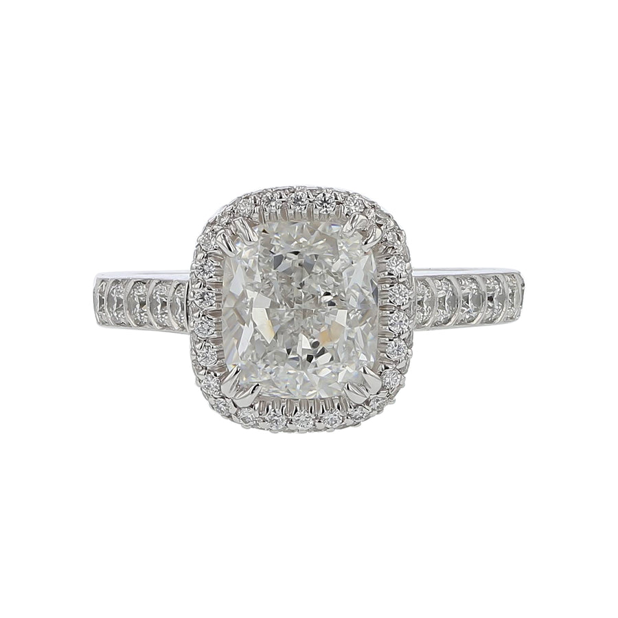 Harry Kotlar Artisan Pave 2.52ct Cushion Cut Diamond Halo Ring, Size 6.5