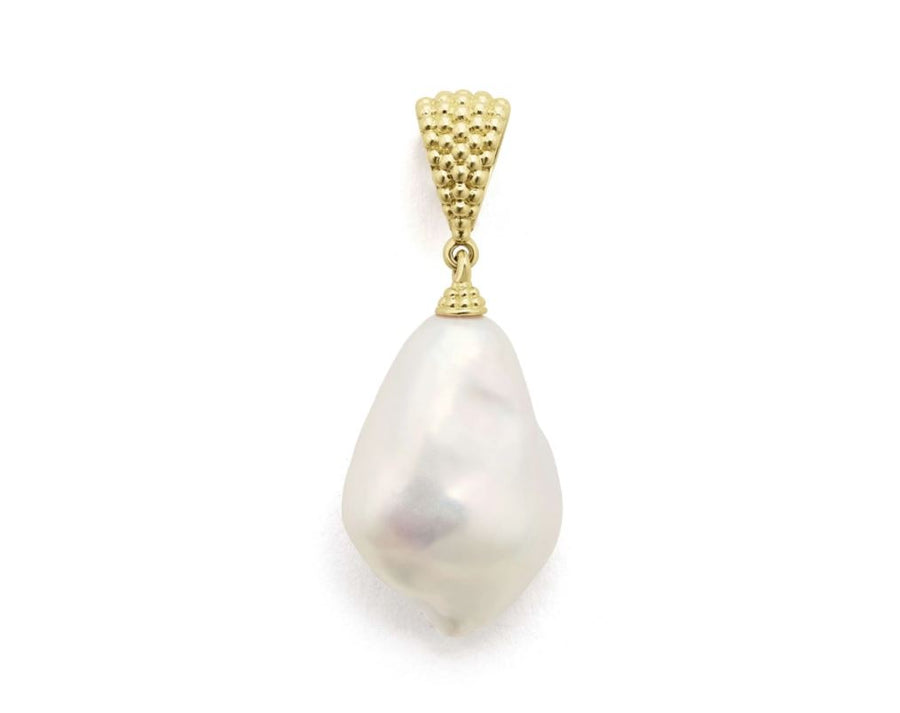 Baroque Pearl Luna Pendant in 18K Yellow Gold, 13-17mm