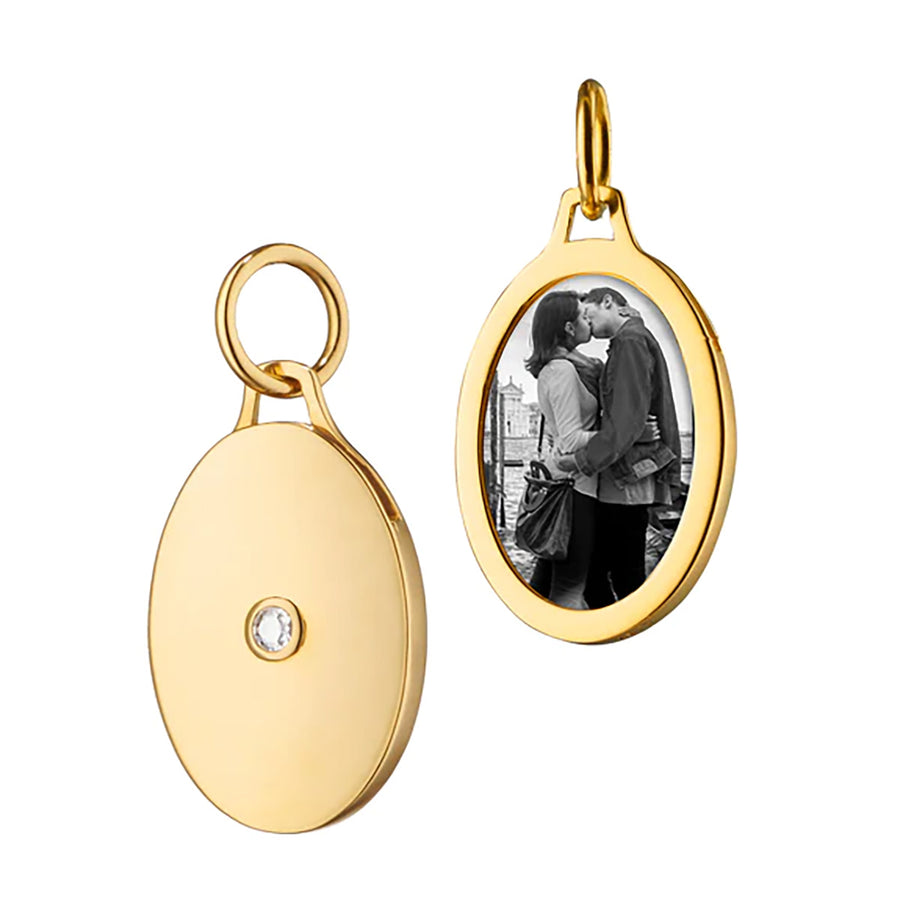 Classic 0.023ct Diamond Half Oval Locket in 18K Yellow Gold without Chain