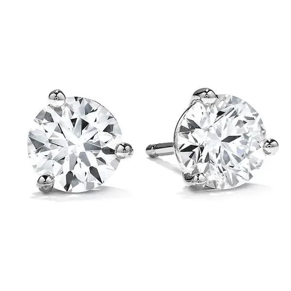 2.46-2.55ct Diamond 3 Prong Stud Earrings in 18K White Gold