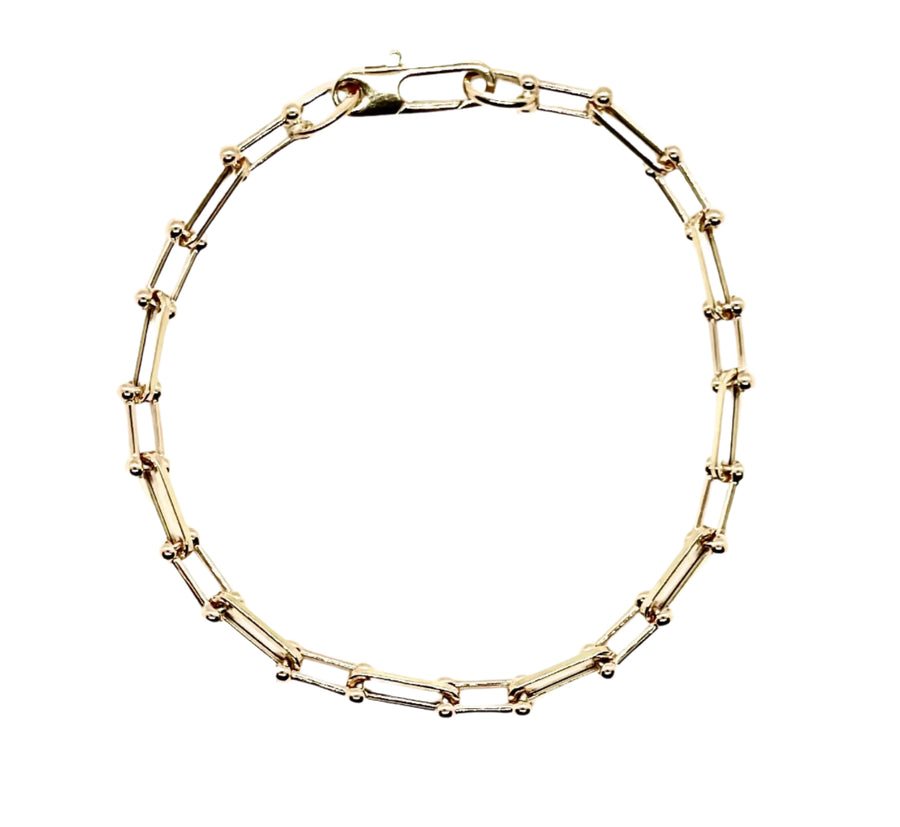 Alternating Paperclip Link and Fancy Link Bracelet in 18K Yellow Gold, 7in