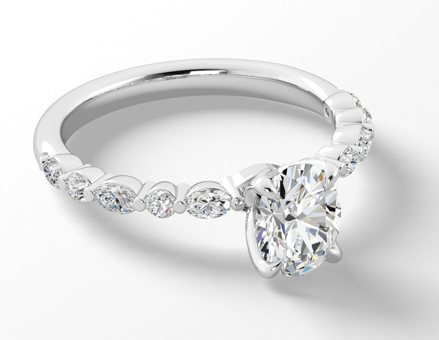 0.33ct Diamond Ring Semi Mount in Platinum for 1.00ct Oval Center