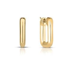 Designer Gold Square Hoop Earrings in 18K Yellow Gold, Small