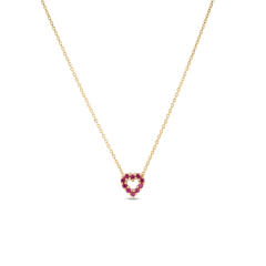 Tiny Treasures Diamond and Ruby Reversible Heart Pendant in 18K Yellow Gold, Adjustable Chain