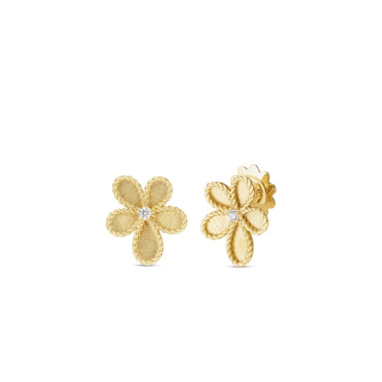 Jasmine Diamond Flower Stud Earrings in 18K Yellow Gold