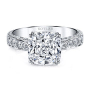 Platinum Kotlar Cushion Diamond Scallop Engagement Ring