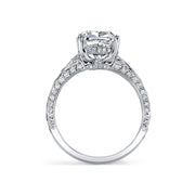 Platinum Kotlar Cushion Diamond Scallop Engagement Ring