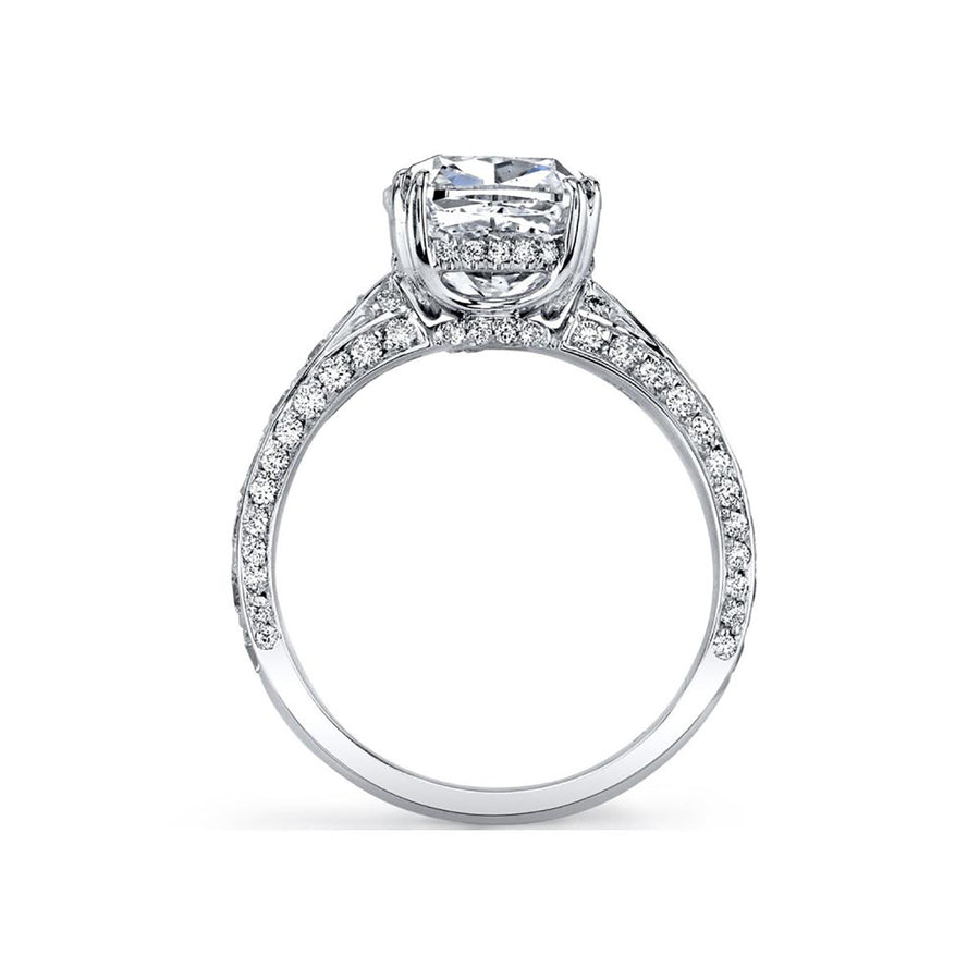 Platinum Kotlar Cushion Diamond Scallop Engagement Ring