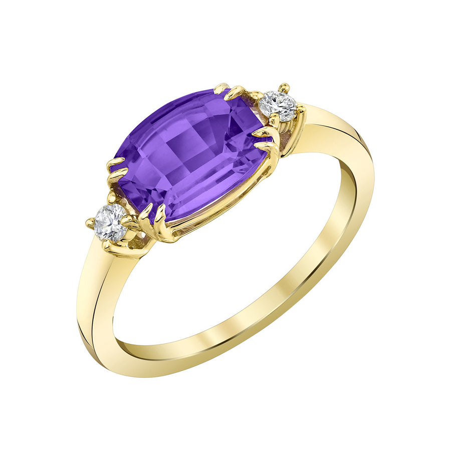 Amethyst 14K Yellow Gold Ring with Diamonds