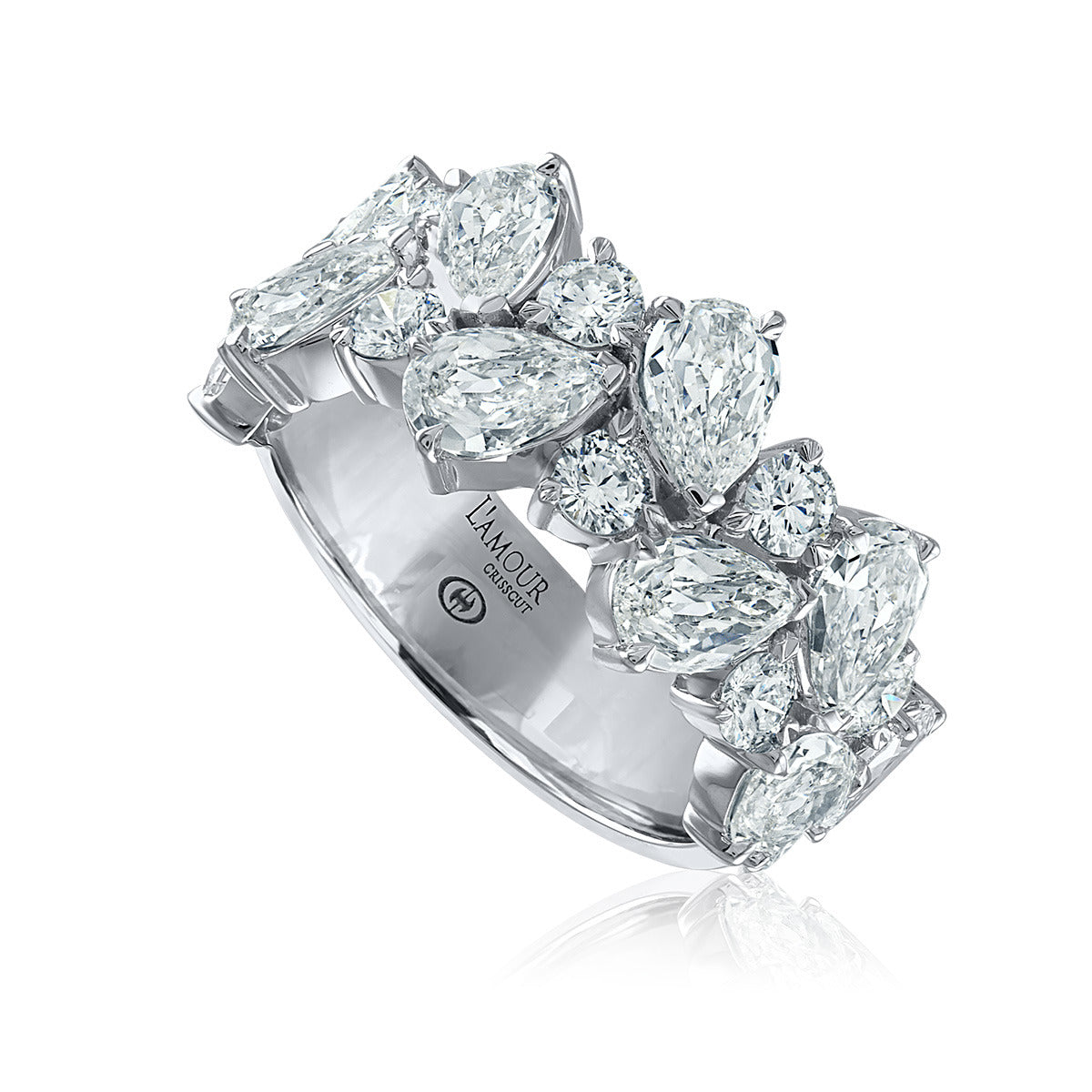 L'Amour Crisscut 2 Row Pear Shape Diamond Band