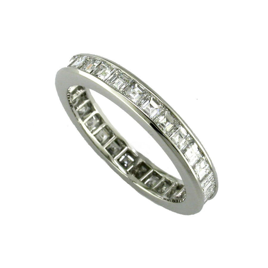 Platinum Square Diamond Wedding Eternity Band