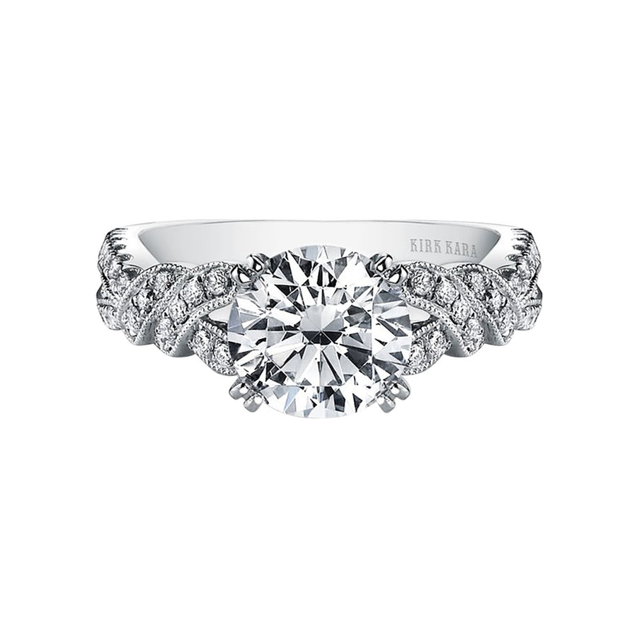 18K White Gold Twist Diamond Engagement Ring Setting