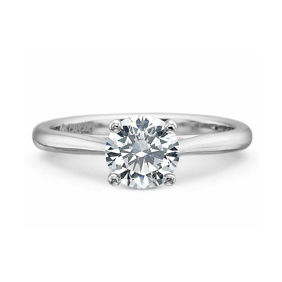 Solitaire Semi-Mount Ring in 18K White Gold and Platinum for Round Center