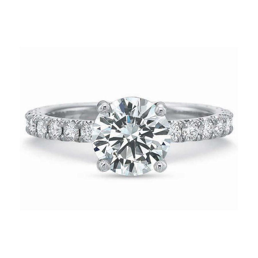 Comfort Fit Semi-Mount Ring in 18K White Gold and Platinum for Round Center