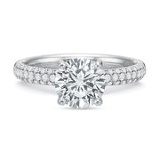 New Aire 3-Row Diamond Semi-Mount Ring in 18K White Gold for Round Center