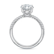 New Aire 3-Row Diamond Semi-Mount Ring in 18K White Gold for Round Center