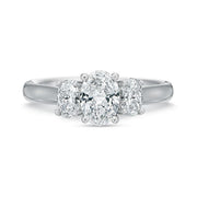 Oval Diamond 3-Stone Semi-Mount Ring in 18K White Gold for Oval Center