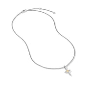 Petite Cross Necklace in Sterling Silver with 18K Yellow Gold with Diamonds