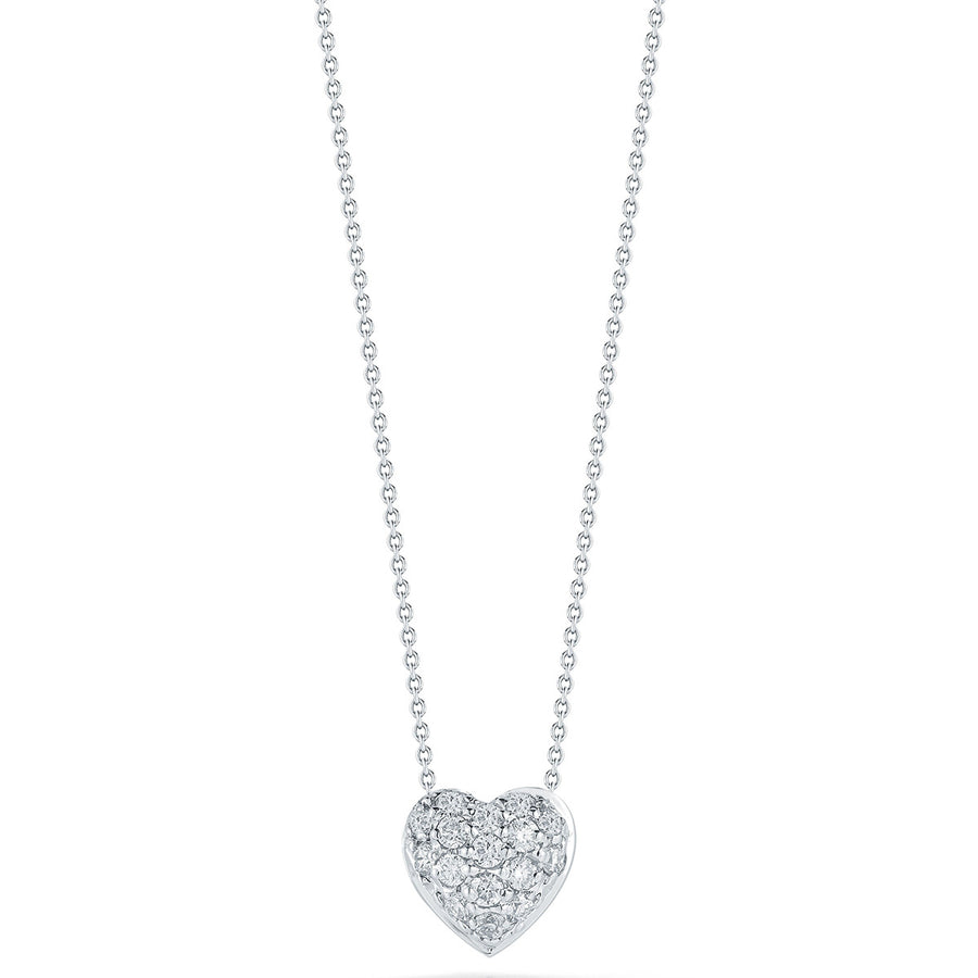 Puffed Heart Pendant with Diamonds