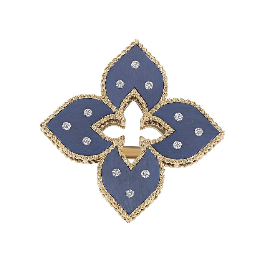 18K Rose Gold Blue Titanium Ring with Diamonds