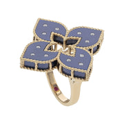 18K Rose Gold Blue Titanium Ring with Diamonds