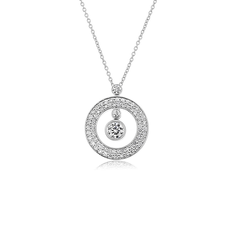 Pave Diamond Mini "O" Pendant in 18K White Gold, 18in