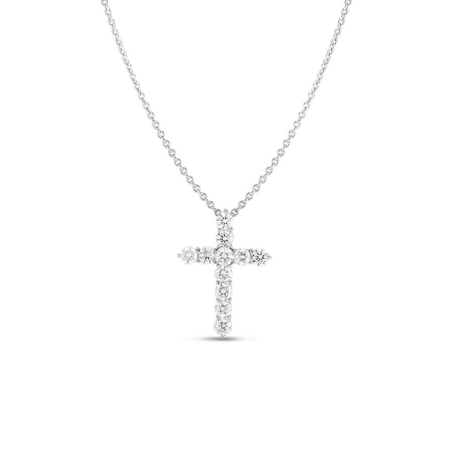 18K White Gold X Large Diamond Cross Pendant