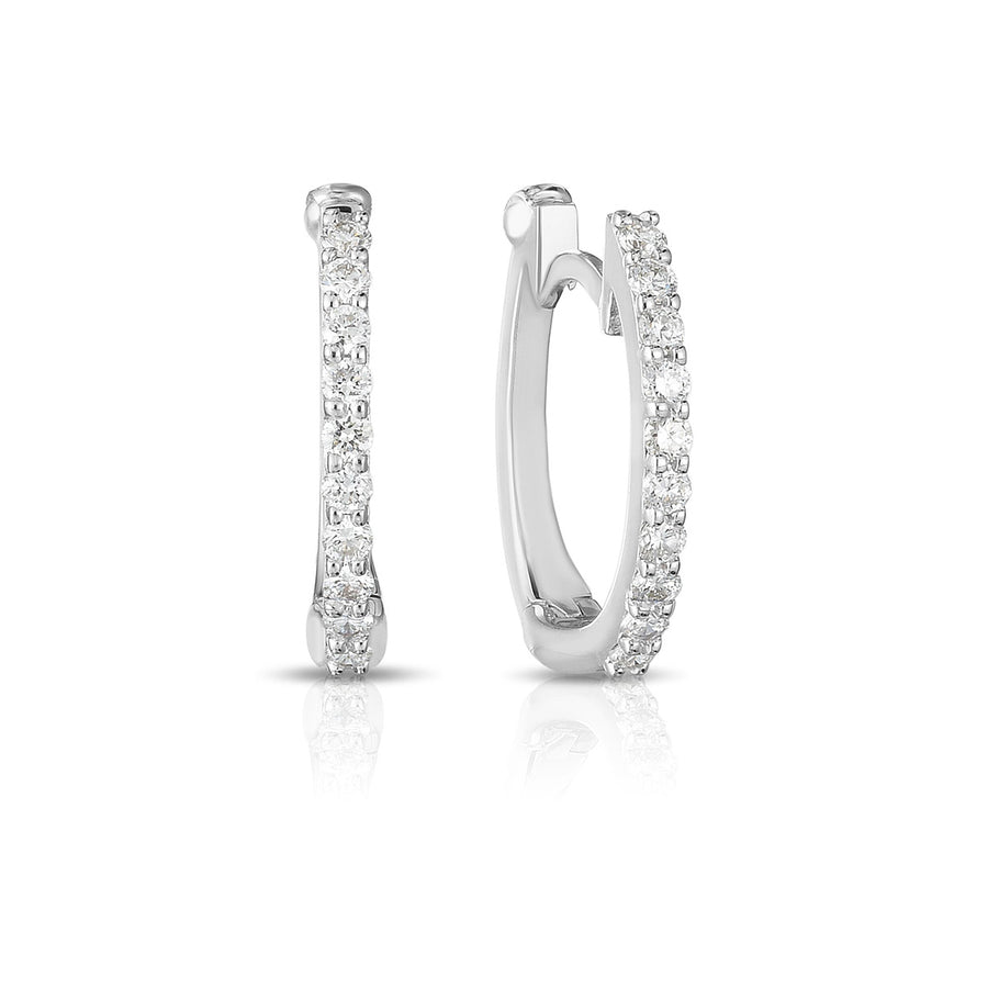 Micropave Diamond Huggie Earrings in 18K White Gold