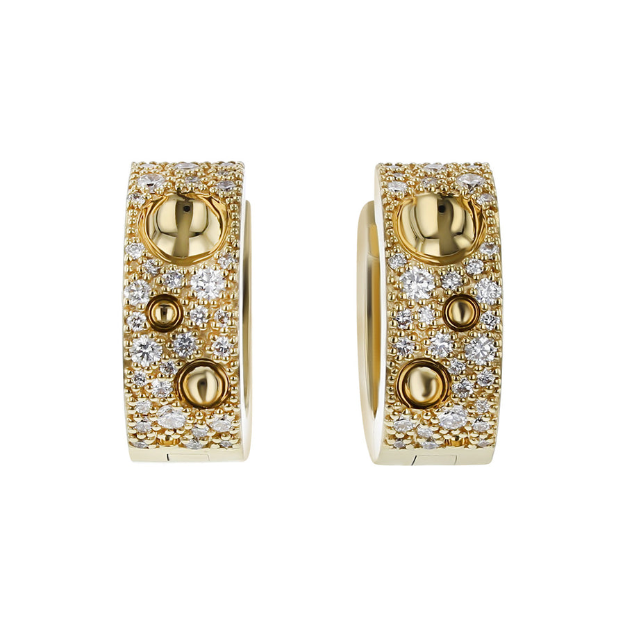 18K Gold Pave Diamond Pois Moi Luna Small Hoop Earring