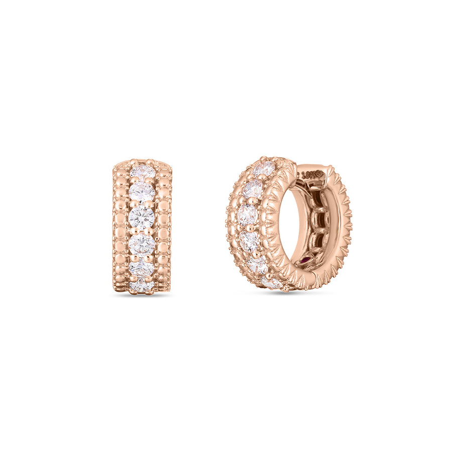 Huggie Hoop Diamond Earrings in 18K Rose Gold