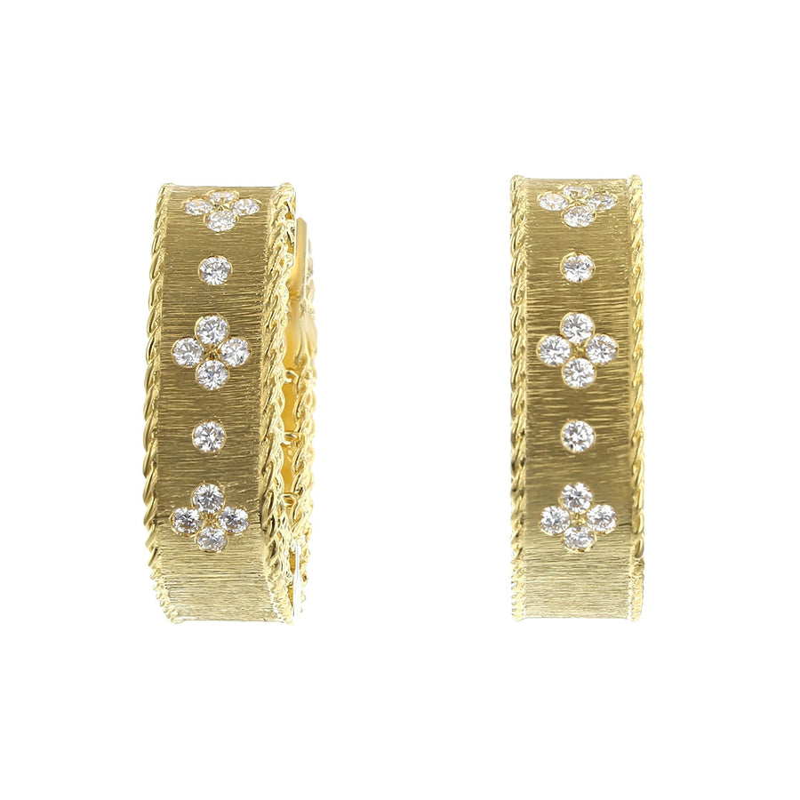 18K Yellow Gold Princess Diamond Square Hoop Earrings