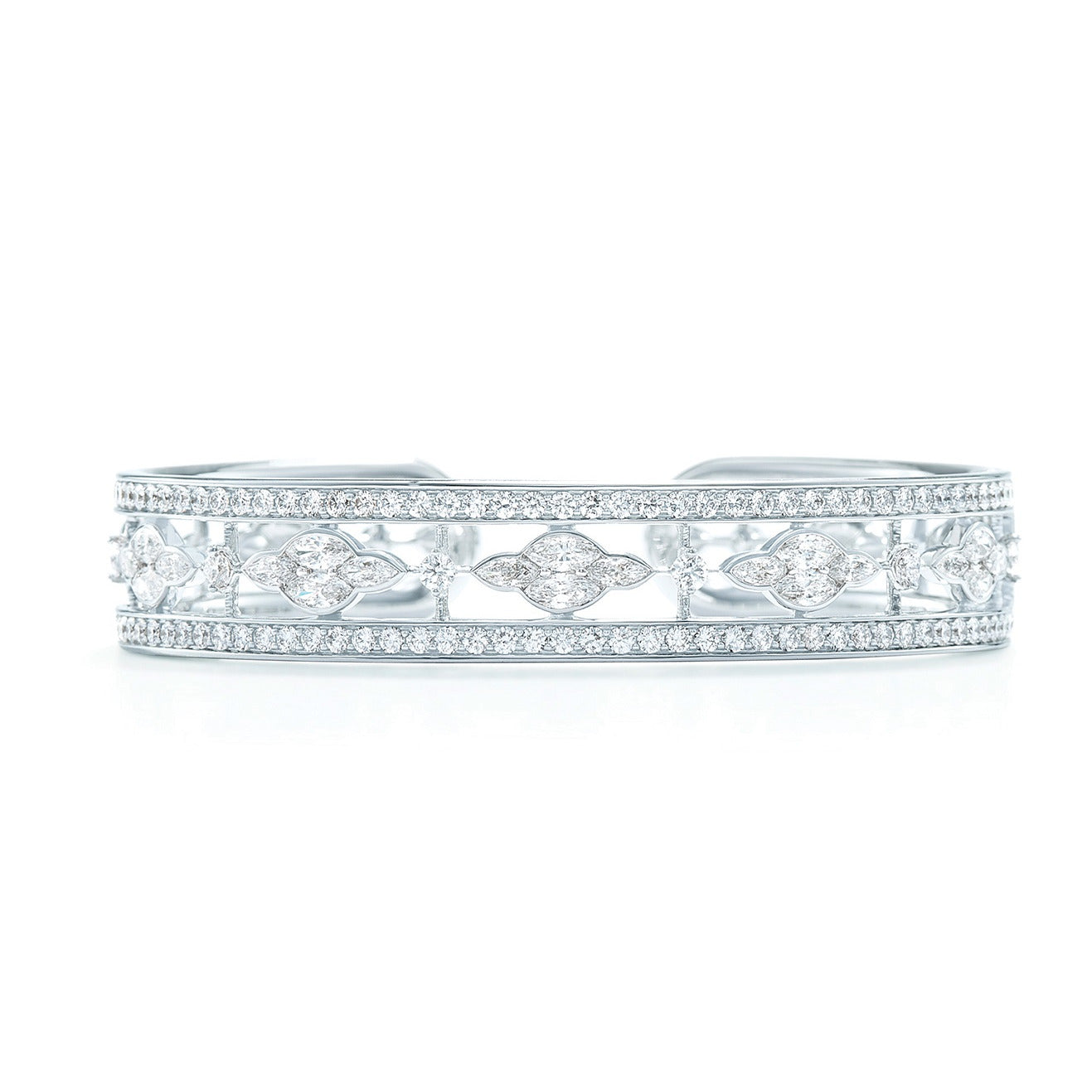 Kwiat  Wide Eternity Wedding Ring with Mixed Shape Diamonds in Platinum -  Kwiat