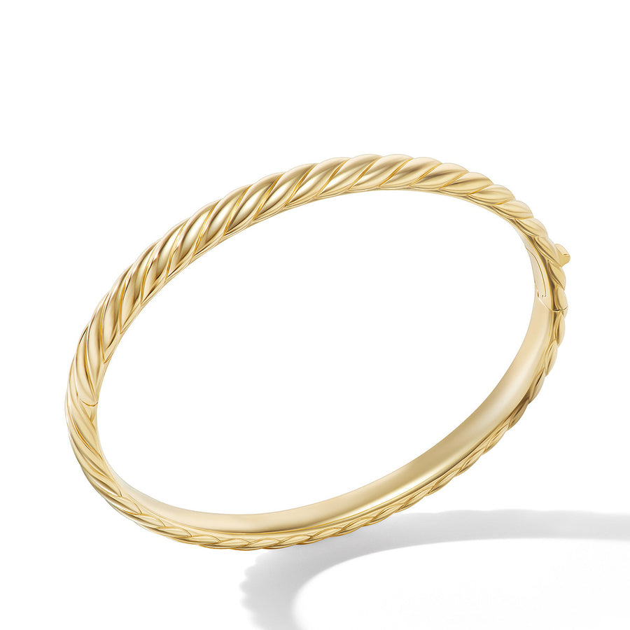 Sculpted Cable Bangle Bracelet in 18K Yellow Gold