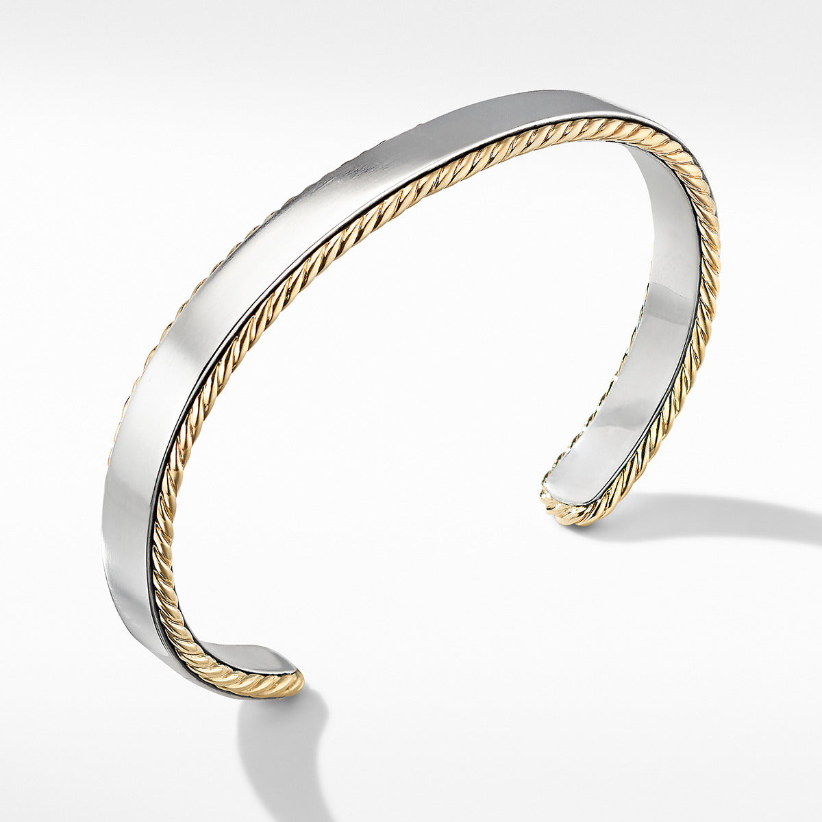 Cable Cuff Bracelet in Sterling Silver with 18K Yellow Gold