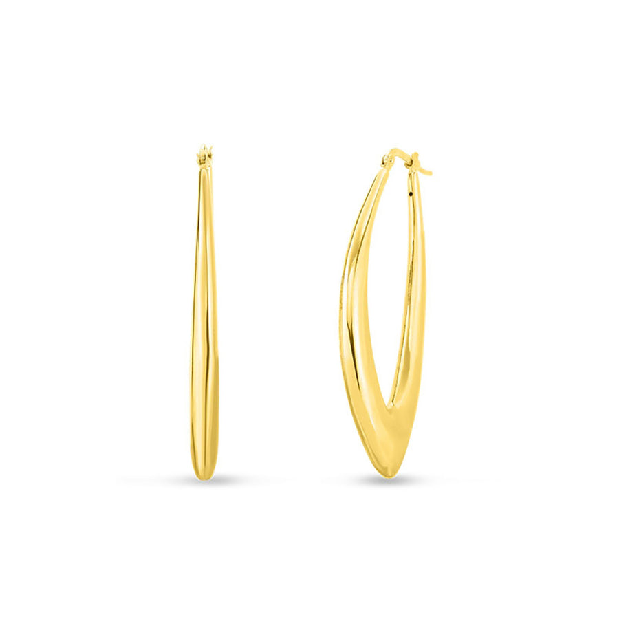 18Kt Gold Graduated Marquis Shaped Hoop Earrings
