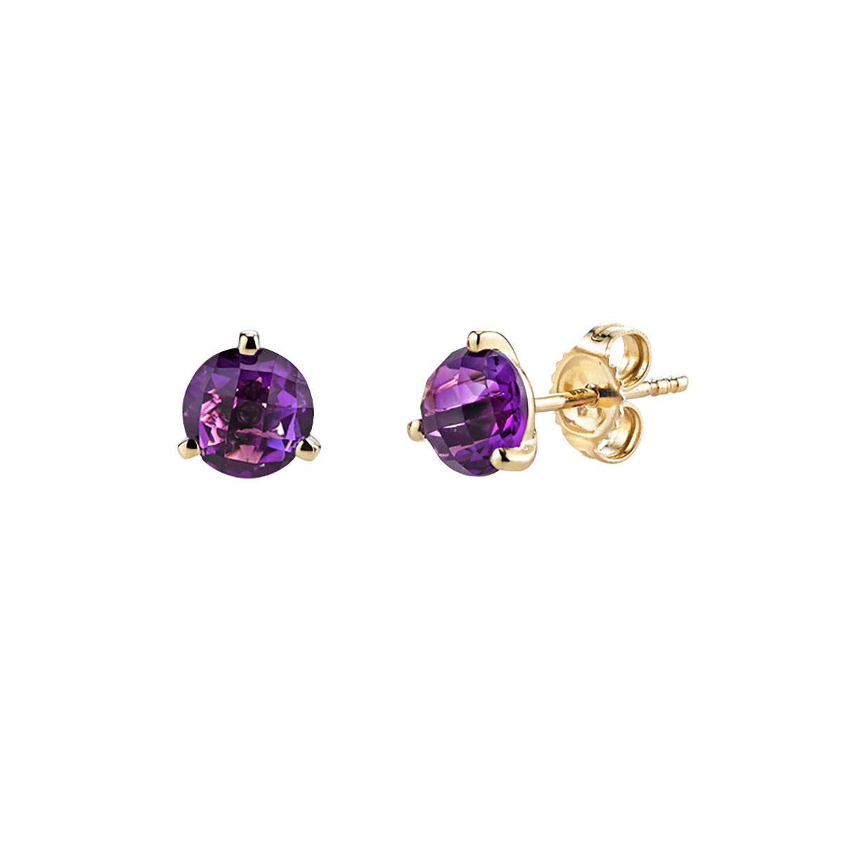 14ct yellow offers gold purple stone stud earrings