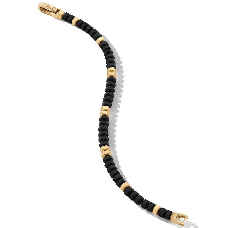 Hex Bead Bracelet with Black Onyx and 18K Yellow Gold