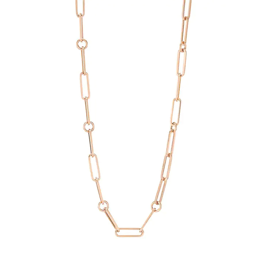 18K Rose Gold Paperclip Chain 22-Inch Necklace