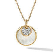 Convertible Pendant Necklace in 18K Yellow Gold with Black Onyx, Mother of Pearl and Pave Diamonds