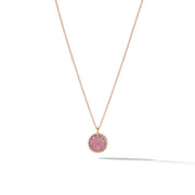 Pave Plate Necklace in 18K Rose Gold with Pink Sapphires