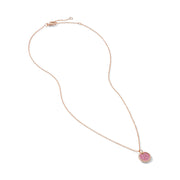 Pave Plate Necklace in 18K Rose Gold with Pink Sapphires