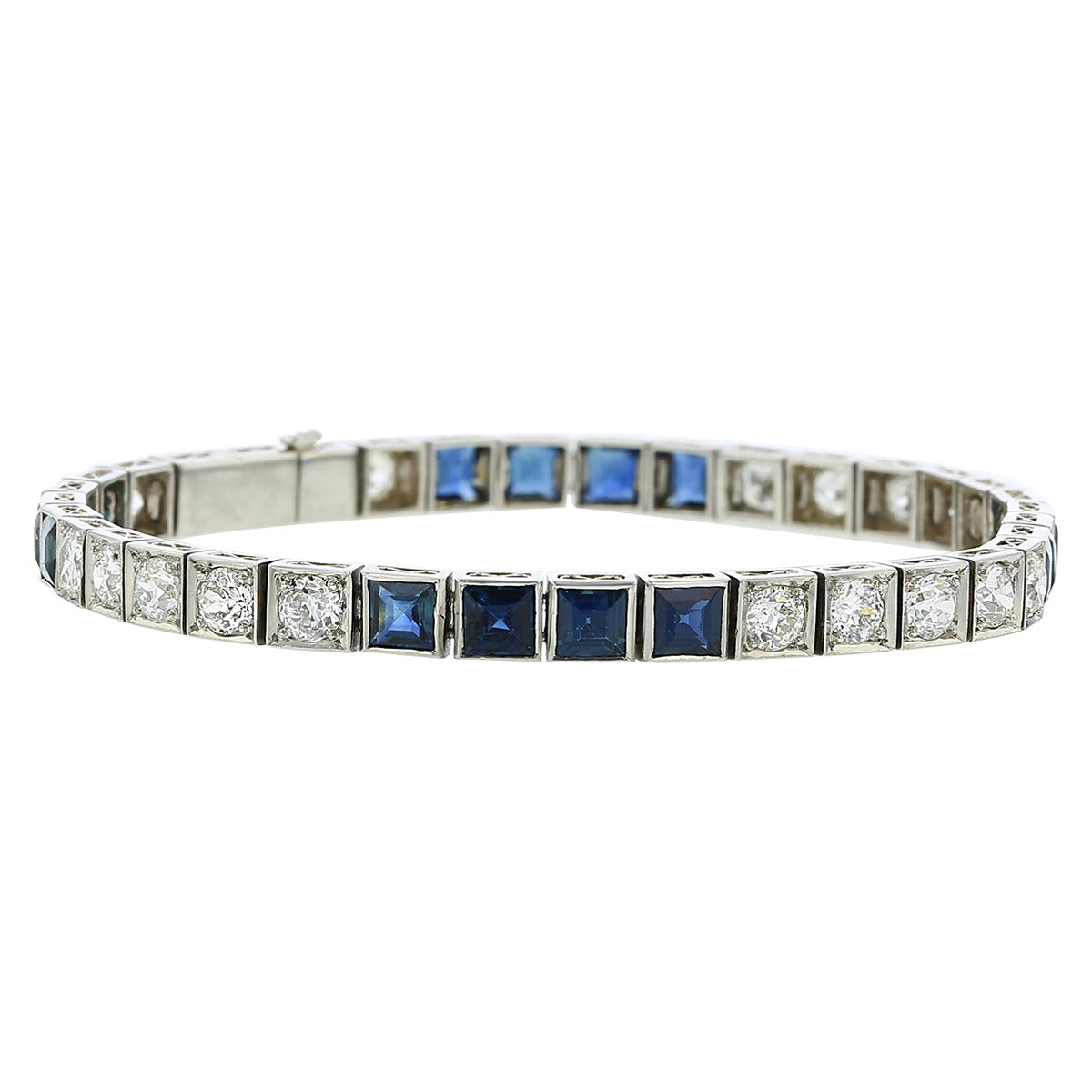 Art Deco Platinum Sapphire and Diamond Bracelet Schiffman's Jewelers