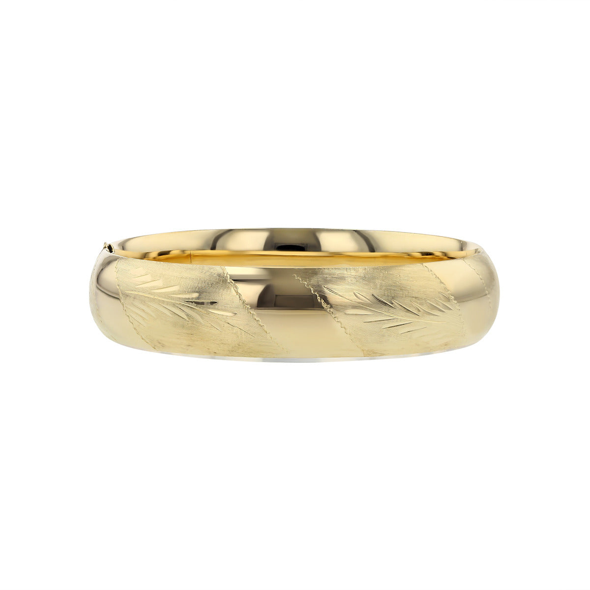 14KT Yellow Gold Knife-Edge Matte + Polished Finish Bangle