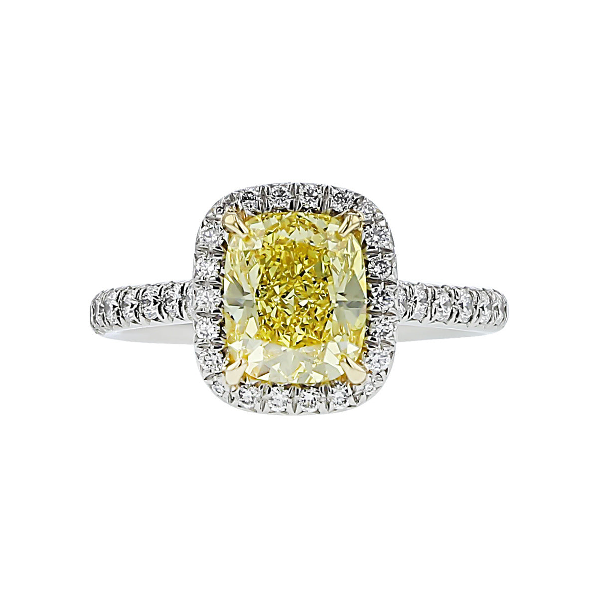Tiffany & Co. Fancy Yellow Cushion Diamond Solitaire Engagement Ring